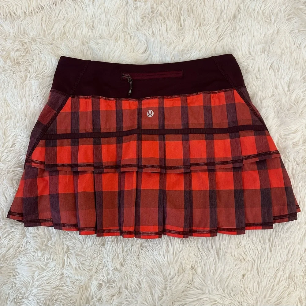Lululemon Pace Setter Skirt Skort Yama Check Plaid Tennis Golf Running Size 4
